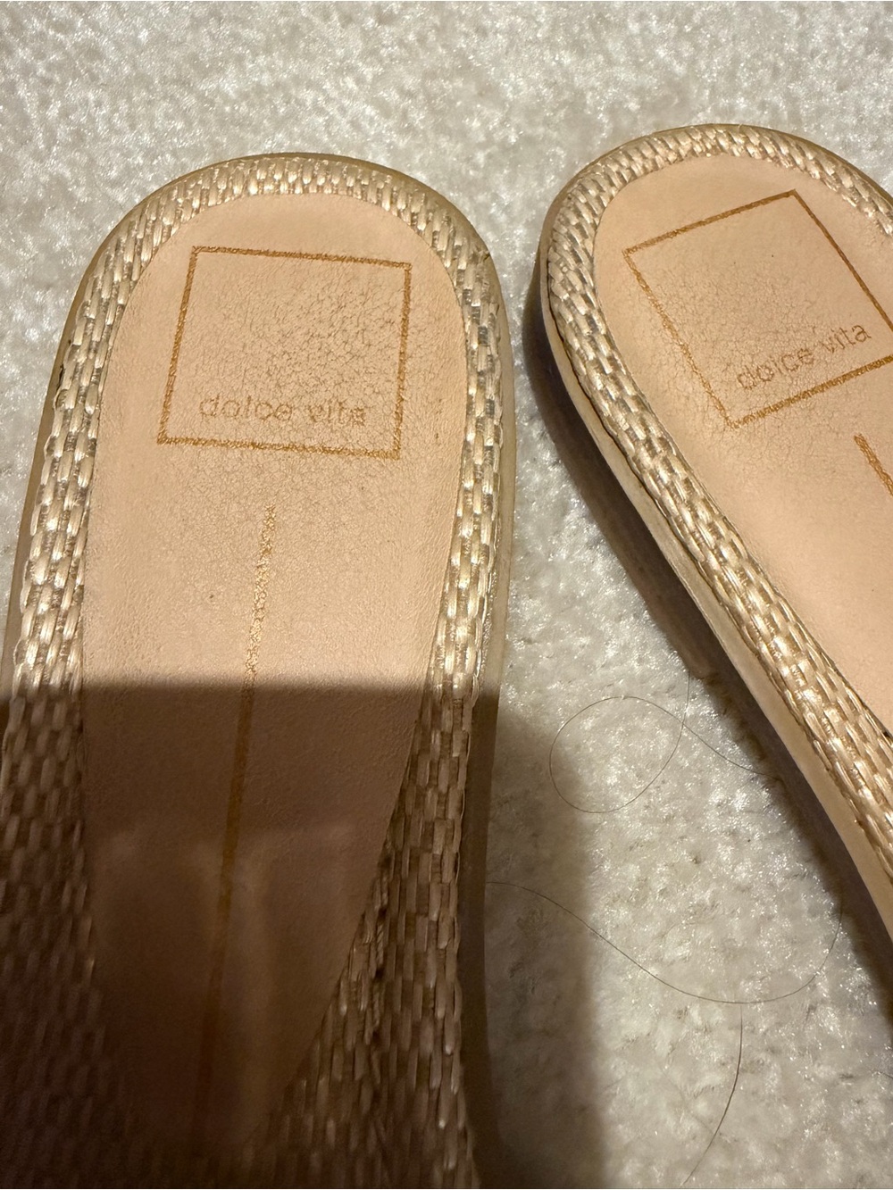Dolce Vita Black & White Woven Buckle Slide Sandals - Picture 3 of 7